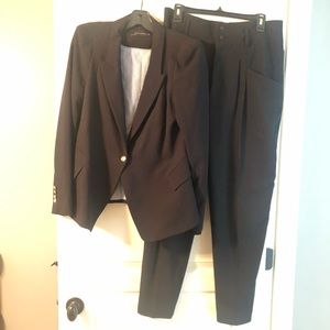 Zara Puffed Sleeve Pant Suit Black Size L